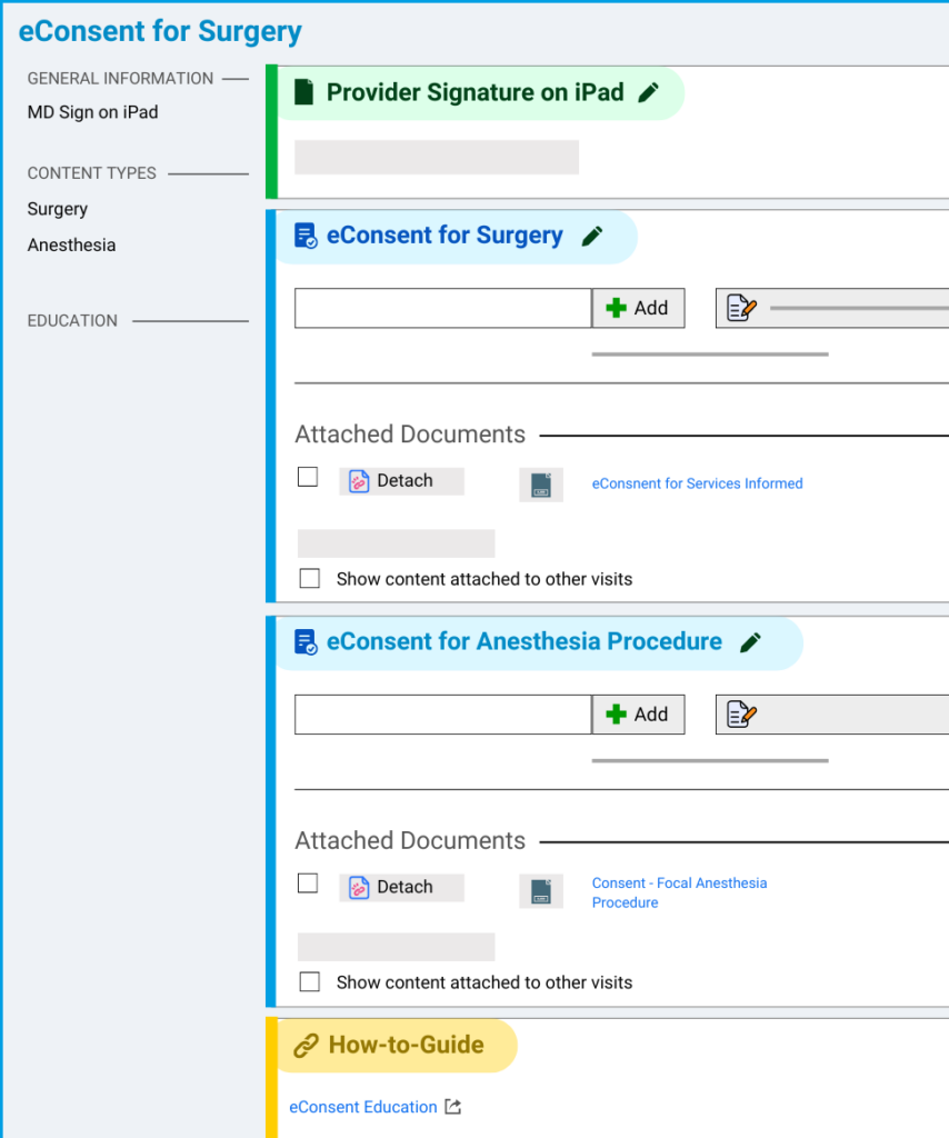 An mock-up of M Health Fairview's embedded support in the Epic eConsent navigator.