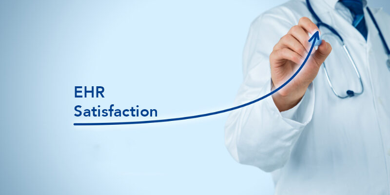 Doctor drawing an EHR satisfaction line that is increasing exponentially